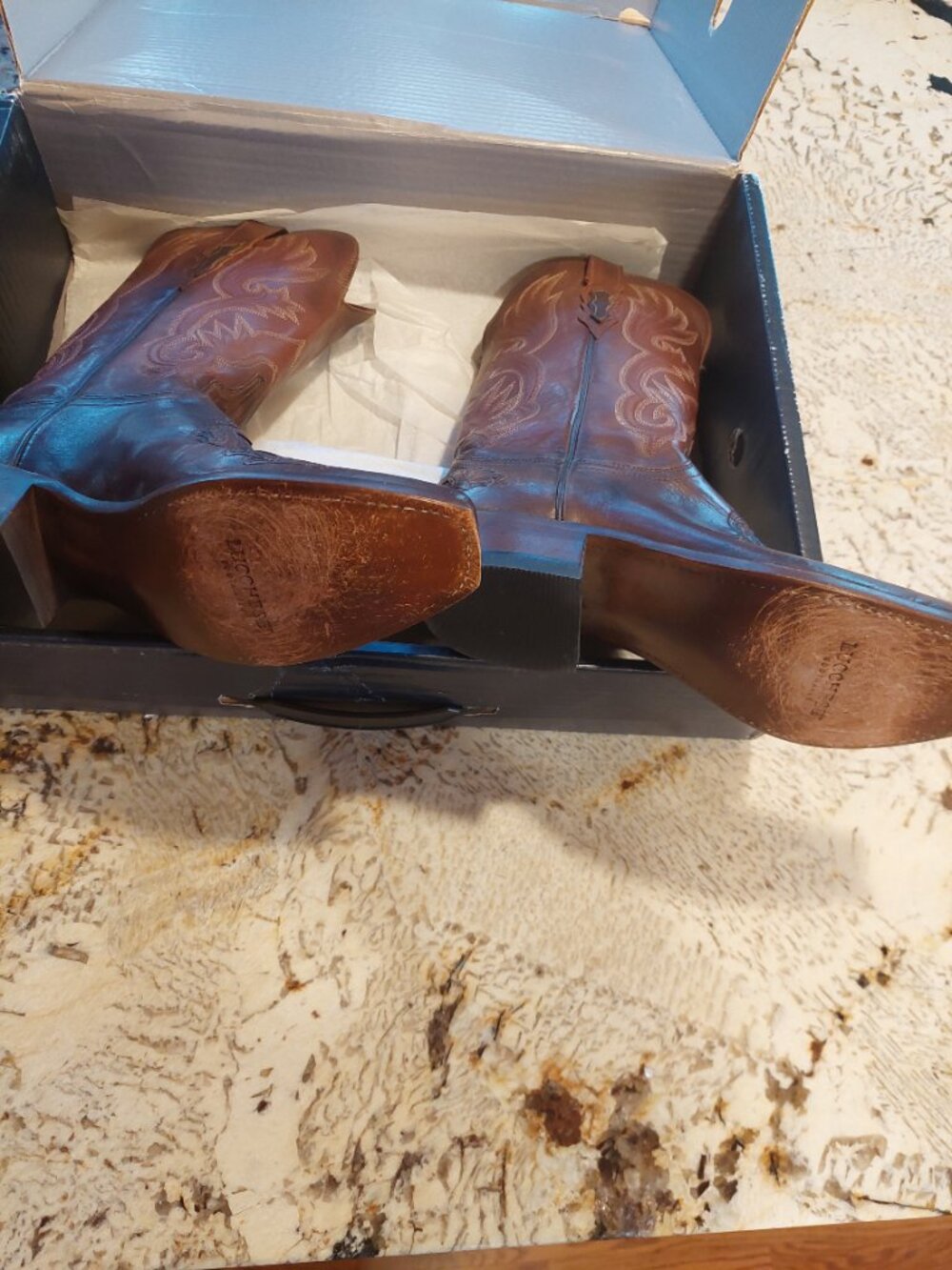 Lucchese Exotic and Tooled Women's Brown boots like new in box, worn once Sz 10b - Picture 11 of 16
